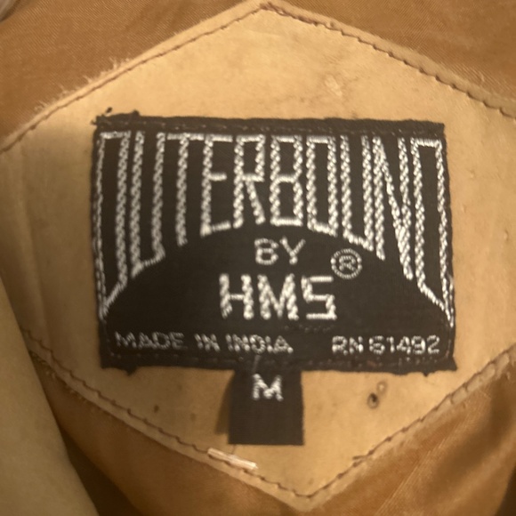 Vintage Women's Outerbound by HMS Cropped Tan Leather Fringe Jacket Size M - Picture 4 of 8